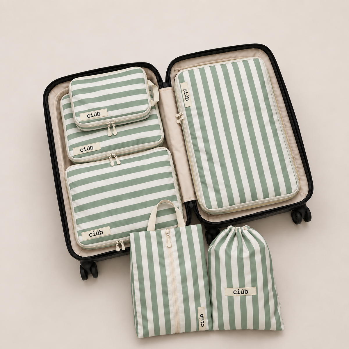 Stripe Compression Packing Cubes